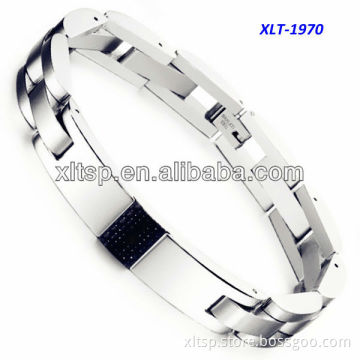 XLT-1970 High Class Stainless Steel ID Bracelet with Carbon Fiber